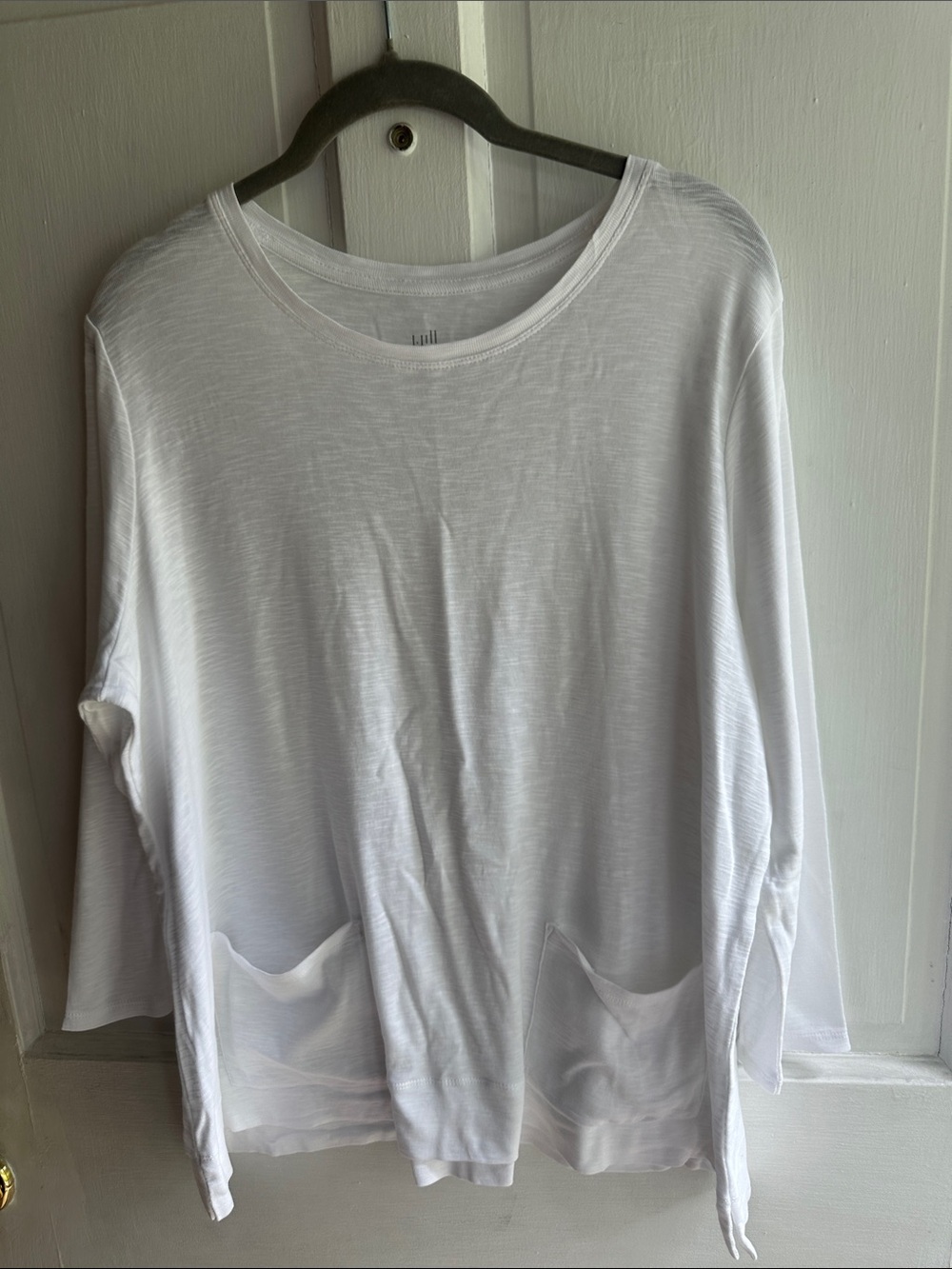 J Jill White Long-Sleeve Pocket Tunic Top
